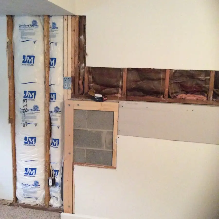 Wall insulation replacement during Basement Flood Cleanup in Sodus
